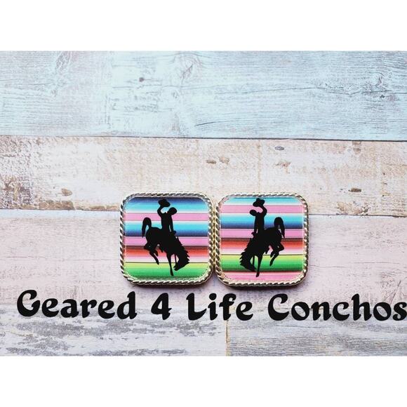 Bronc rider concho, custom concho, slide, western accessories,  unique concho - Picture 3 of 3